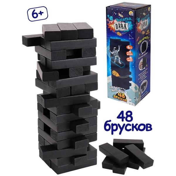 Игра настольная " Рыжий кот " Башня Высотка Dark состав: 48 блока, картонная упаковка 8,6*35,3*8,2см